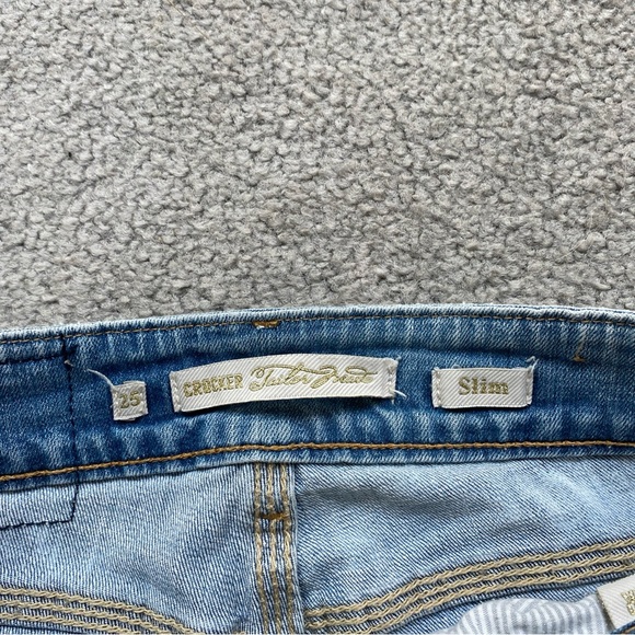 Vintage Crocker Light Blue Faded Distressed Jeans Slim Straight Low Rise  25x30 - Picture 9 of 12